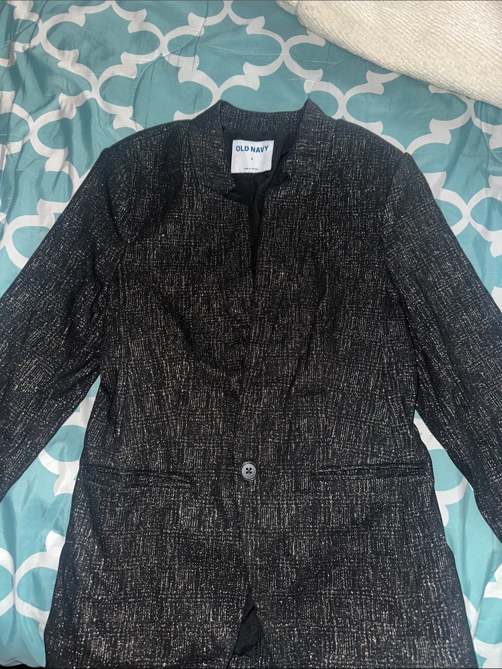 Old Navy Black Tweed Blazer with Metallic Threading